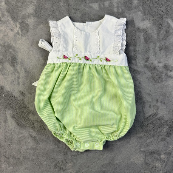 Vintage Remembernguyen Watermelon Bubble Romper Baby 6M Embroidered Boutique - Picture 1 of 12